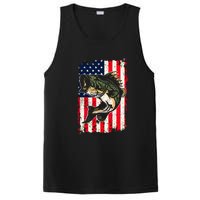 Fishing American Flag Vintage Funny Gift USA Bass Fisherman Gift PosiCharge Competitor Tank