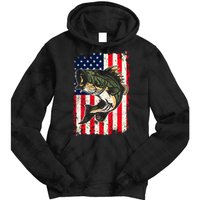 Fishing American Flag Vintage Funny Gift USA Bass Fisherman Gift Tie Dye Hoodie