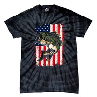 Fishing American Flag Vintage Funny Gift USA Bass Fisherman Gift Tie-Dye T-Shirt