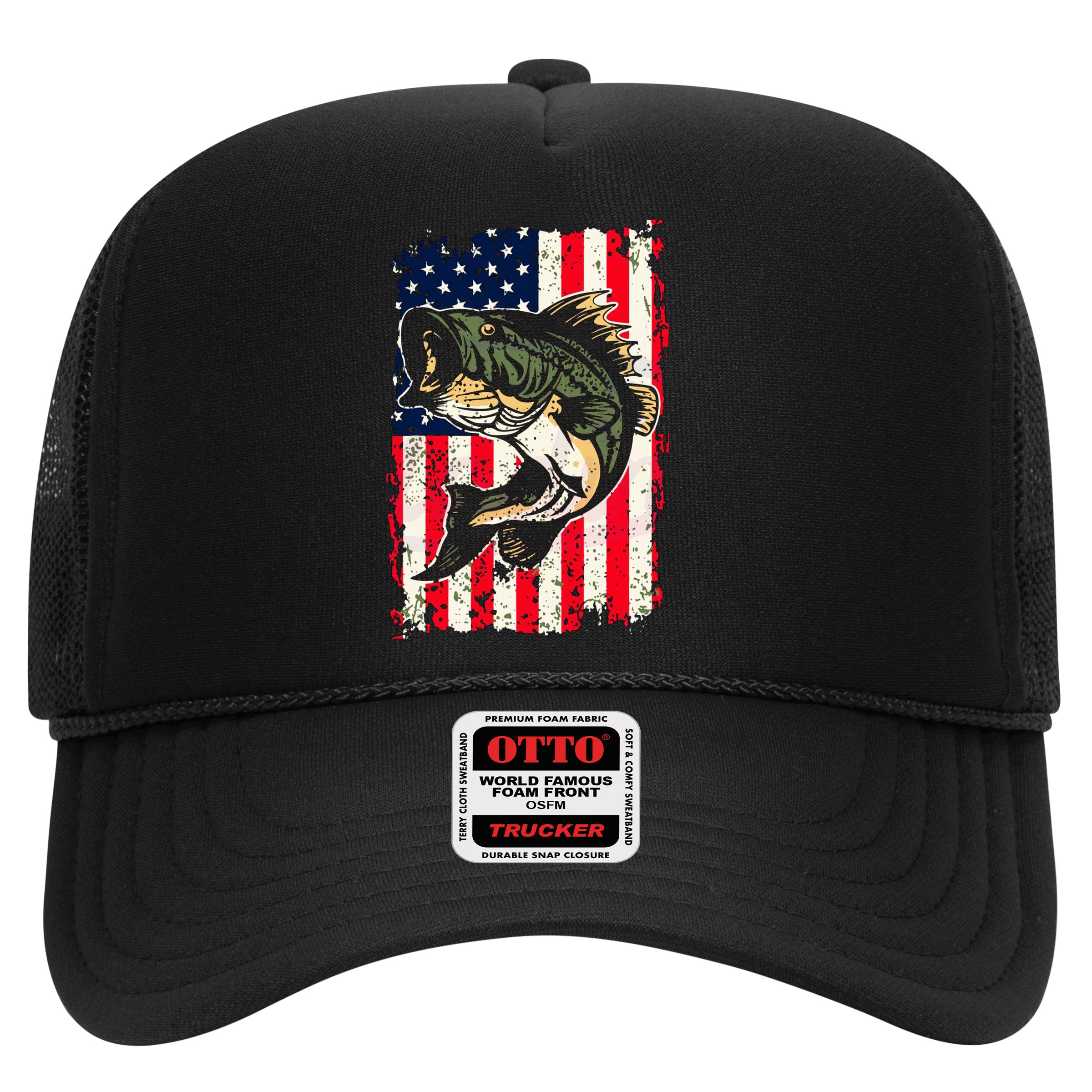 Fishing American Flag Vintage Funny Gift USA Bass Fisherman Gift Hat