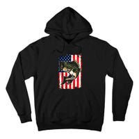 Fishing American Flag Vintage Funny Gift USA Bass Fisherman Gift Tall Hoodie