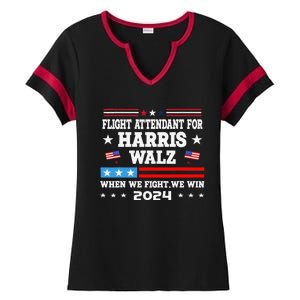 Flight Attendant For Harris Walz 2024 Vote President Kamala Ladies Halftime Notch Neck Tee