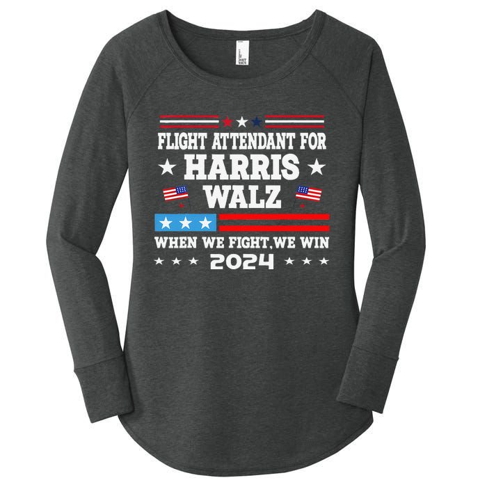 Flight Attendant For Harris Walz 2024 Vote President Kamala Women's Perfect Tri Tunic Long Sleeve Shirt