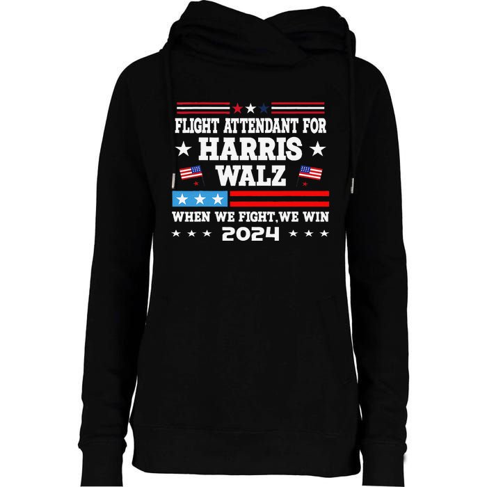 Flight Attendant For Harris Walz 2024 Vote President Kamala Womens Funnel Neck Pullover Hood