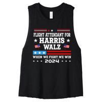 Flight Attendant For Harris Walz 2024 Vote President Kamala Women's Racerback Cropped Tank