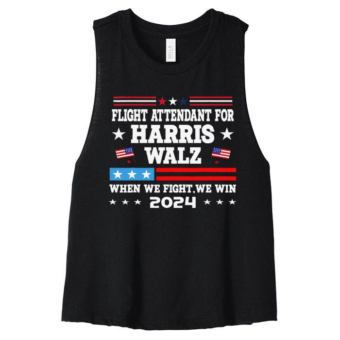 Flight Attendant For Harris Walz 2024 Vote President Kamala Women's Racerback Cropped Tank