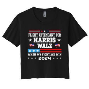 Flight Attendant For Harris Walz 2024 Vote President Kamala Women's Crop Top Tee