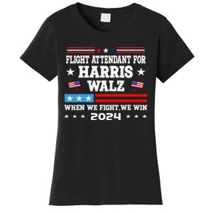 Flight Attendant For Harris Walz 2024 Vote President Kamala Women's T-Shirt