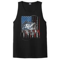 Fishing American Flag Vintage, USA Bass Fisherman PosiCharge Competitor Tank