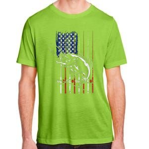 Funny American Flag Fishing Rod Fishing Lover Adult ChromaSoft Performance T-Shirt