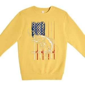 Funny American Flag Fishing Rod Fishing Lover Premium Crewneck Sweatshirt