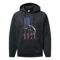 Funny American Flag Fishing Rod Fishing Lover Performance Fleece Hoodie