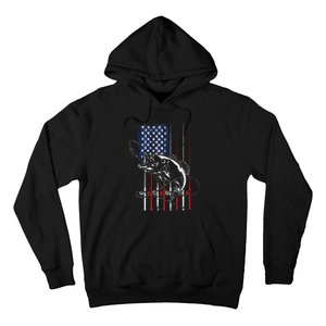 Funny American Flag Fishing Rod Fishing Lover Hoodie