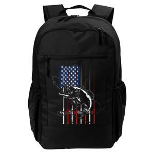 Funny American Flag Fishing Rod Fishing Lover Daily Commute Backpack