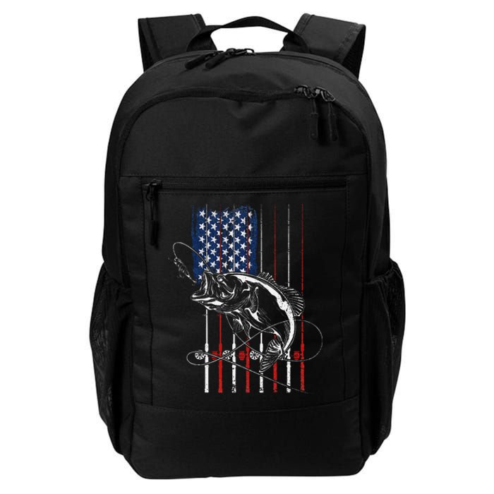 Funny American Flag Fishing Rod Fishing Lover Daily Commute Backpack