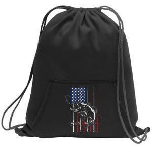 Funny American Flag Fishing Rod Fishing Lover Sweatshirt Cinch Pack Bag