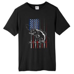 Funny American Flag Fishing Rod Fishing Lover Tall Fusion ChromaSoft Performance T-Shirt