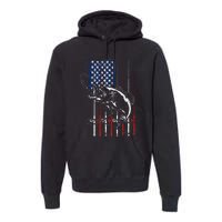 Funny American Flag Fishing Rod Fishing Lover Premium Hoodie