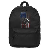 Funny American Flag Fishing Rod Fishing Lover 16 in Basic Backpack