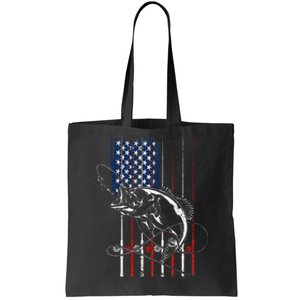 Funny American Flag Fishing Rod Fishing Lover Tote Bag