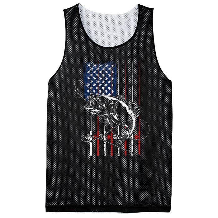 Funny American Flag Fishing Rod Fishing Lover Mesh Reversible Basketball Jersey Tank