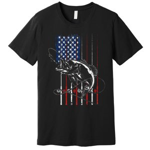 Funny American Flag Fishing Rod Fishing Lover Premium T-Shirt