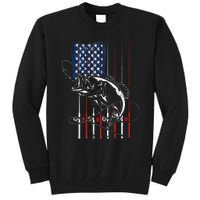 Funny American Flag Fishing Rod Fishing Lover Tall Sweatshirt