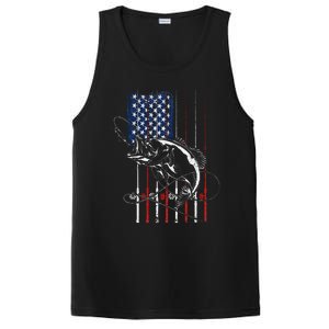 Funny American Flag Fishing Rod Fishing Lover PosiCharge Competitor Tank