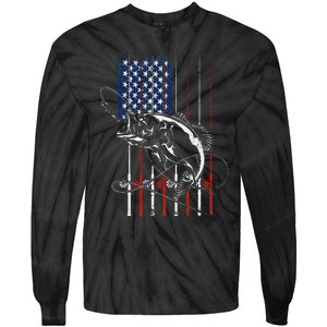 Funny American Flag Fishing Rod Fishing Lover Tie-Dye Long Sleeve Shirt