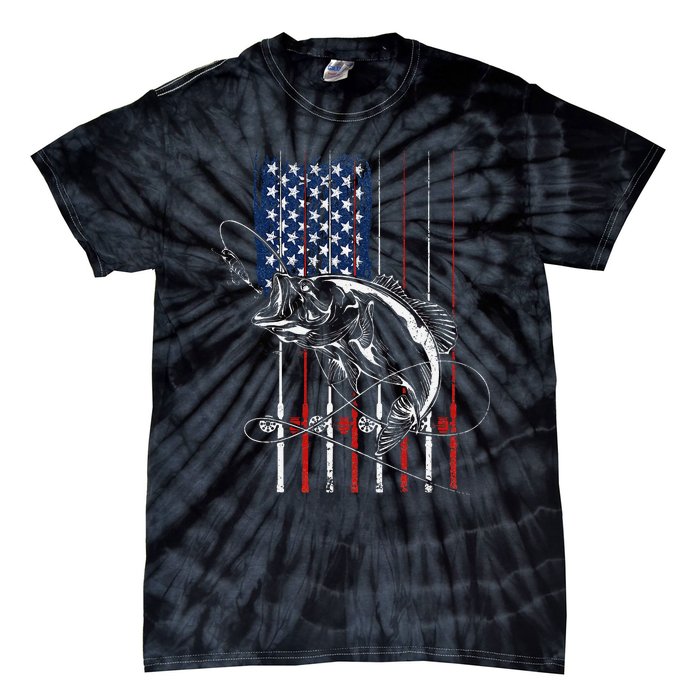 Funny American Flag Fishing Rod Fishing Lover Tie-Dye T-Shirt