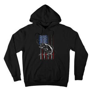 Funny American Flag Fishing Rod Fishing Lover Tall Hoodie