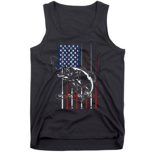 Funny American Flag Fishing Rod Fishing Lover Tank Top