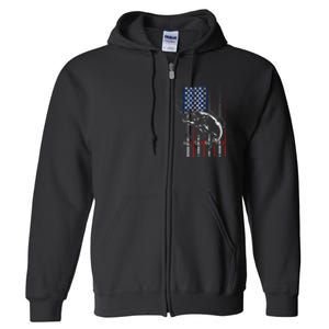 Funny American Flag Fishing Rod Fishing Lover Full Zip Hoodie