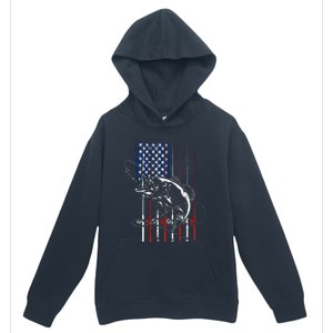 Funny American Flag Fishing Rod Fishing Lover Urban Pullover Hoodie