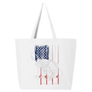 Funny American Flag Fishing Rod Fishing Lover 25L Jumbo Tote