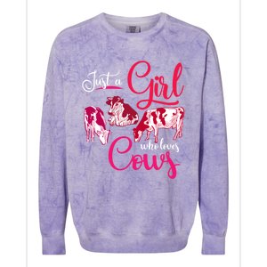 Farm Animal Farmer Girls Gift Just A Girl Who Loves Cow Gift Colorblast Crewneck Sweatshirt