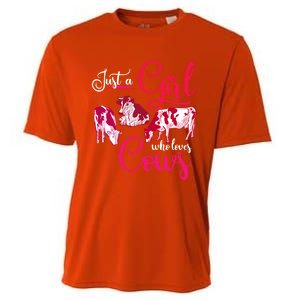 Farm Animal Farmer Girls Gift Just A Girl Who Loves Cow Gift Cooling Performance Crew T-Shirt