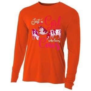 Farm Animal Farmer Girls Gift Just A Girl Who Loves Cow Gift Cooling Performance Long Sleeve Crew