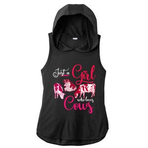 Farm Animal Farmer Girls Gift Just A Girl Who Loves Cow Gift Ladies PosiCharge Tri-Blend Wicking Draft Hoodie Tank