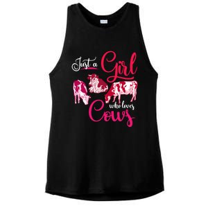 Farm Animal Farmer Girls Gift Just A Girl Who Loves Cow Gift Ladies PosiCharge Tri-Blend Wicking Tank