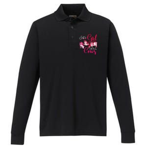 Farm Animal Farmer Girls Gift Just A Girl Who Loves Cow Gift Performance Long Sleeve Polo