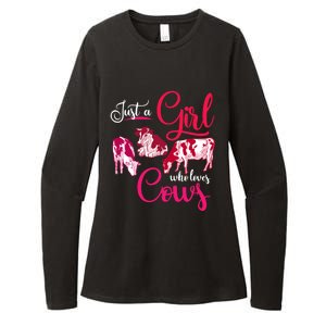 Farm Animal Farmer Girls Gift Just A Girl Who Loves Cow Gift Womens CVC Long Sleeve Shirt