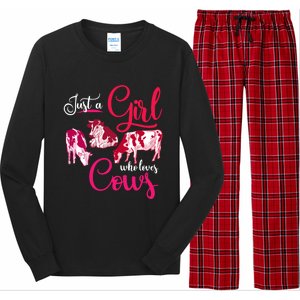 Farm Animal Farmer Girls Gift Just A Girl Who Loves Cow Gift Long Sleeve Pajama Set