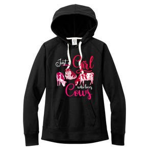 Farm Animal Farmer Girls Gift Just A Girl Who Loves Cow Gift Women's Fleece Hoodie