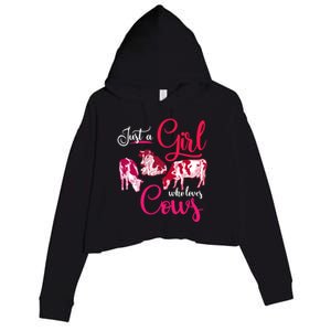 Farm Animal Farmer Girls Gift Just A Girl Who Loves Cow Gift Crop Fleece Hoodie