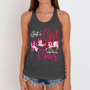 Farm Animal Farmer Girls Gift Just A Girl Who Loves Cow Gift Women's Knotted Racerback Tank