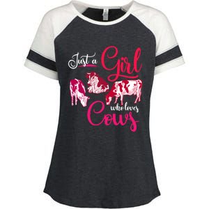 Farm Animal Farmer Girls Gift Just A Girl Who Loves Cow Gift Enza Ladies Jersey Colorblock Tee