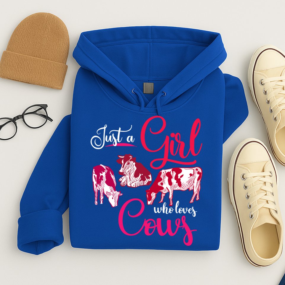 Farm Animal Farmer Girls Gift Just A Girl Who Loves Cow Gift Hoodie