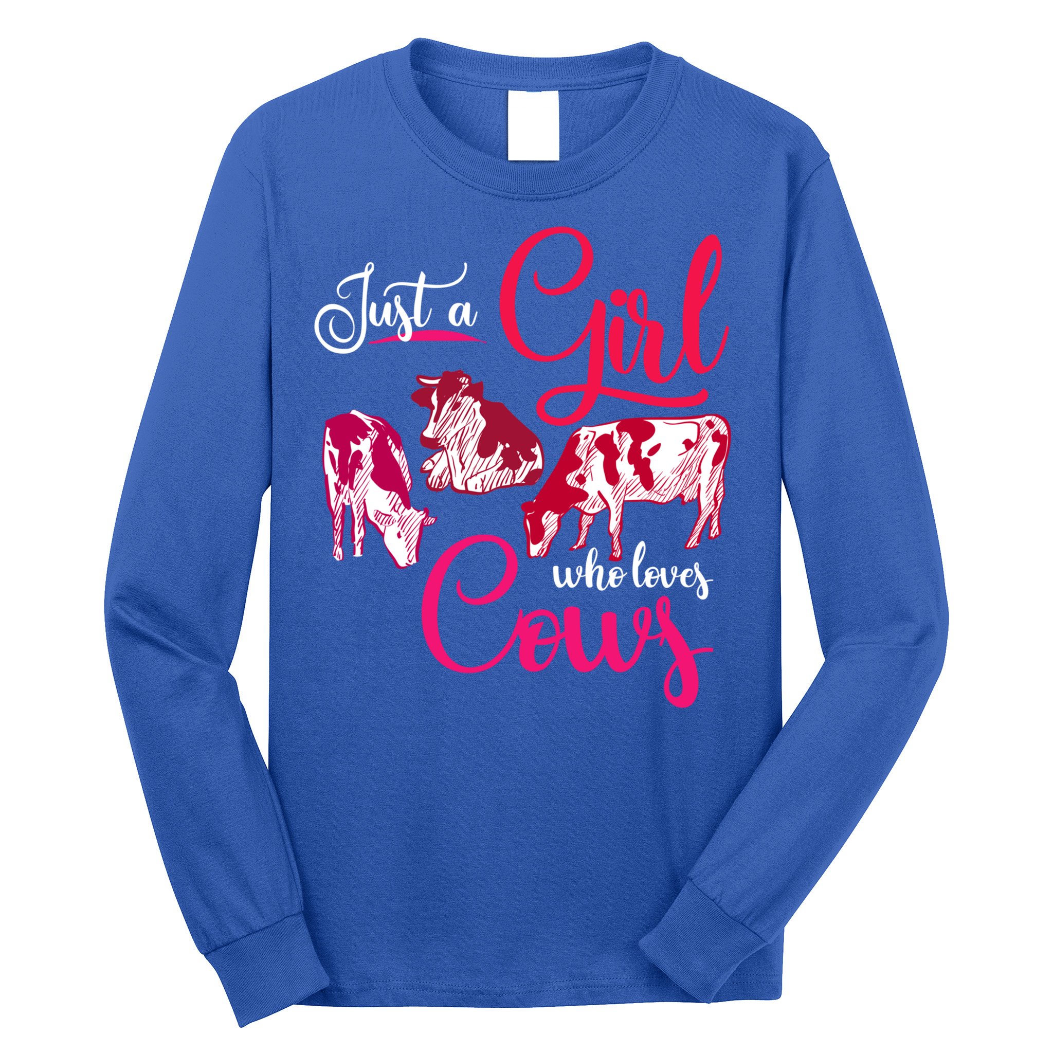 Farm Animal Farmer Girls Gift Just A Girl Who Loves Cow Gift Long Sleeve Shirt