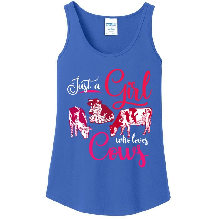 Farm Animal Farmer Girls Gift Just A Girl Who Loves Cow Gift Ladies Essential Tank